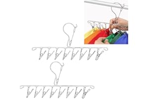 CHUANGOU Hut Organizer Kleiderbügel, 2 Stück Kappenorganizer mit 16 Clips Mützen Aufbewahrung, Platzsparend Hut Aufbewahrung für Socken, Unterwäsche, BHS, Hats, Handtücher, Handschuhe, Zubehör