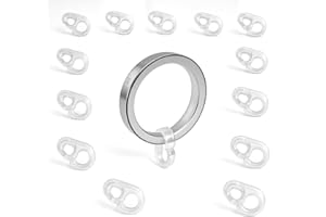 Byour3-55 Ganchos para Cortinas con Anillas - Ojal Barras de Cortina Extensibles Ojales Transparentes Cortinas Salón Cocina Cortinas Camión Caravana Ganchos Blanco Riel (Diámetro 7 mm, 55 uds)