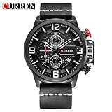 Easy Go Shopping Wasserdichte Lederuhr Herren Business Leder (Color : 1)
