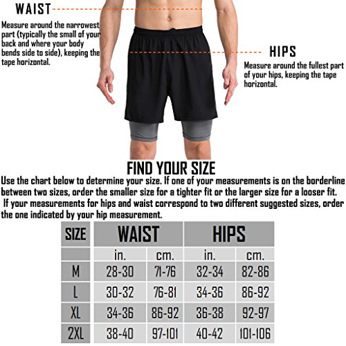 2-FITNESS Herren Laufhose kurz, 2 in 1 hose, 2 Farben, Gr. M bis XXL - 5