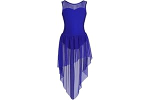 ranrann Enfant Fille Asymétrique Robe Danse Classique Justaucorps sans Manche Robe Danse Latine Ballet Costume Spectacle Dancewear