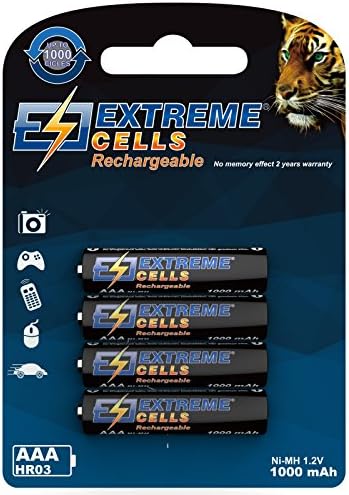 Extremecells rechargeable Micro AAA 1000mAh Accumulator HR03 1.2V Batteries Ni-MH Technology 1000 Cycles 4-Pack for Gigaset Phone C430/C430A GO