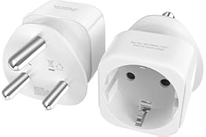 HITRENDS 2 Stück Reiseadapter Südafrika, Deutschland nach Südafrika Reiseadapter Type M, Schuko Stecker Adapter mit Sicherheitsverschluss,Stromadapterfür Südafrika, Namibia, Lesotho, Ghana, Bhutan(Weiß)