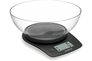 NUTRI FIT Digital Food Scale with Extra Large 2L Bowl, 11lb Kitchen Scale Digital for Cooking Baking Ounces and Grams, 4 Units with 0.1oz/1g Precision, Large LCD Display, Black