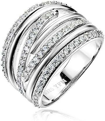 Spiral Circle Road Micro Setting White 925 Sterling Silver Ring For Women L 1/2