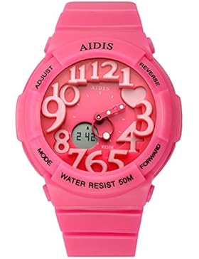 Childrens qsl uhr,Tiefe von 50m wasserdicht Chronograph stoppuhr Alarm Kalender Bewegung Dual-display Digitaluhren...