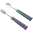 Butterfly Fork and Spoon Set for Hunting, Camping and Hiking Purposes. (Rainbow)