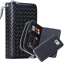 Galaxy S7 Edge Case, TabPow Wave Zipper Cash Slot Series - [Card Slots][Button Closure] Flip PU Leather Wallet Case Cover With Detachable Magnetic Hard Case For Samsung Galaxy S7 Edge, Black