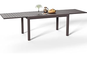 Homall Table de Jardin 130/260 cm x 80 cm en Aluminium Extensible pour 6 à 10 Personnes, matériau étanche et Inoxydable…