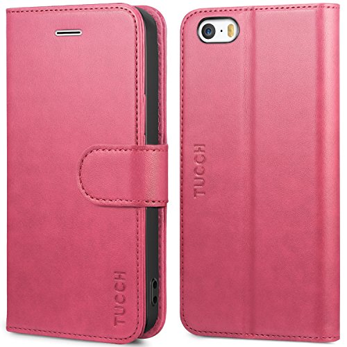 Funda iPhone SE  Funda iPhone 5S  TUCCH Funda Piel para iPhone 5 con Carcasa Interna de TPU  Garant  a de por vida  Soporte Plegable 3 Ranuras para tarjetas Cierre magn  tico Funda Tapa para iPhone SE 5S 5  Rosa