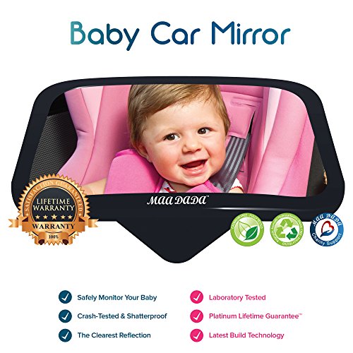 Baby Car Mirror ?MOTHER of ALL Baby Car Mirrors - Large Baby Car Mirror for Back Seat Rear Facing View of Your Child - No Adjustable Headrest Needed - Best Rearview of Your Babies. Baby Safe: SHATTERPROOF & CRASH-TESTED. ?PARENT APPROVED ? FREE GIFTS (RRP £13.89) - Lifetime Warranty