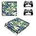 Produktbild Playstation 4 Slim + 2 Controller Aufkleber Schutzfolien Set - Camouflage Grün (2) /PS4 S