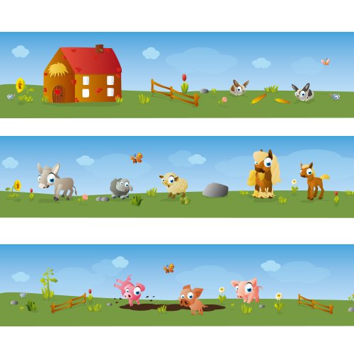 Wandkings border "Big Farm" Length: 450 cm, self-adhesive, for children's rooms