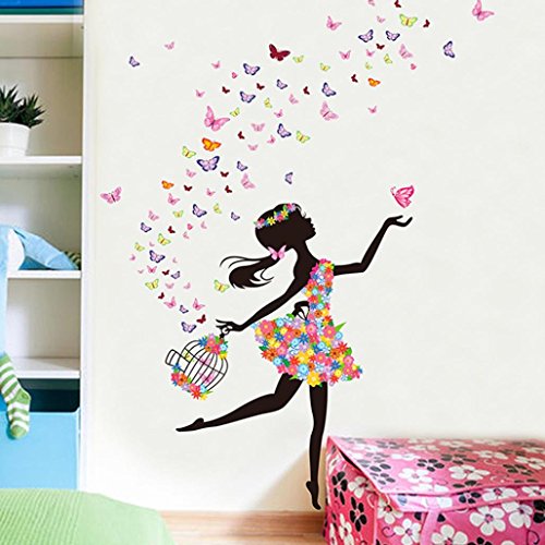Oyedens Stichwort !!!! Schmetterlings-Blumen-Fee-Aufkleber Schlafzimmer Wohnzimmer WäNde - 4