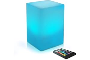 Mr.Go 6" LED Night Light Mood Lamp for Kids & Adults, Color Changing Light Square Lamp with Remote Control, 8 Level Dimming, 16 RGB Colors, Rechargeable Bedside Lamp for Bedroom Home Decoration
