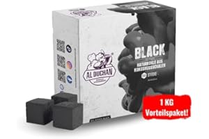 Al Duchan - 1 KG Premium Kohle 28er | Naturkohle aus Kokosnussschalen | Hochwertige Kokos Coal Cubes | BBQ und Grillkohle Briketts