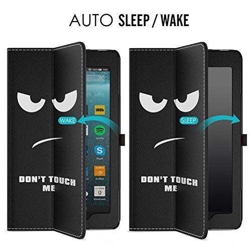 MoKo Hülle für All-New Amazon Fire 7 Tablet (7 Zoll – 7. Generation, 2017 Modell) – Kunstleder Ständer Schutzhülle Smart Cover mit Auto Sleep/Wake up Funktion, Stift-Schleife und Stanfunktion für das neue Fire 7 2017, Don’t Touch Me - 6