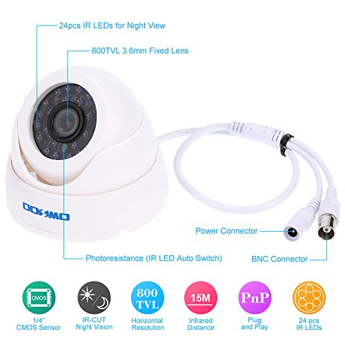 OWSOO 4CH Kanal voll 960H/D1 800TVL CCTV Überwachung DVR Security System HDMI P2P Cloud Network Digital Video Recorder + 4 * Indoor Infrarot-Dome-Kamera + 4 * 60ft Kabel - 3