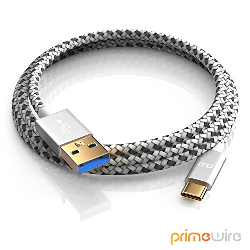 CSL – 1m Premium USB C zu USB 3.0 Kabel | Ladekabel / Datenkabel | USB 3.1 GEN 1 | Metallstecker + Nylonmantel | 3-fach geschirmt | bidirektional | schwarz/weiß |fürs MacBook 12″, OnePlus 2, Nexus 5X, Nexus 6P, ChromeBook Pixel, Nokia N1 Tablet und weitere - 3