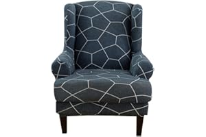 Highdi 2 Teilig Ohrensessel Überzug, Sessel-Überwürfe Ohrensessel Schonbezüge Bezug Sesselhusse Elastisch Stretch Tiger Stuhlbezug mit Armlehne Hohe Rückenlehne Universal (Gentleman)