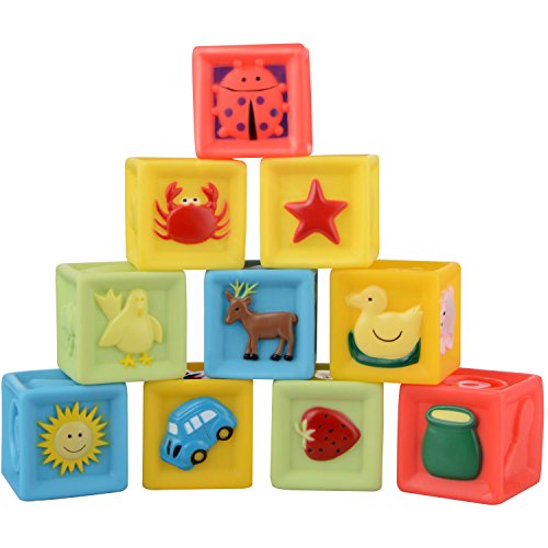 Moobom 10pcs bebé educación temprana juguetes aprieta pila bloque conjunto de juguete de baño para niños