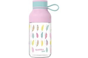 Quokka Butelka na wodę dla dzieci z wieszakiem – 430 ml | Butelka na wodę wielokrotnego użytku z tritanu - wolna od BPA, szeroki otwór do napełniania i z zabezpieczoną przed kapaniem