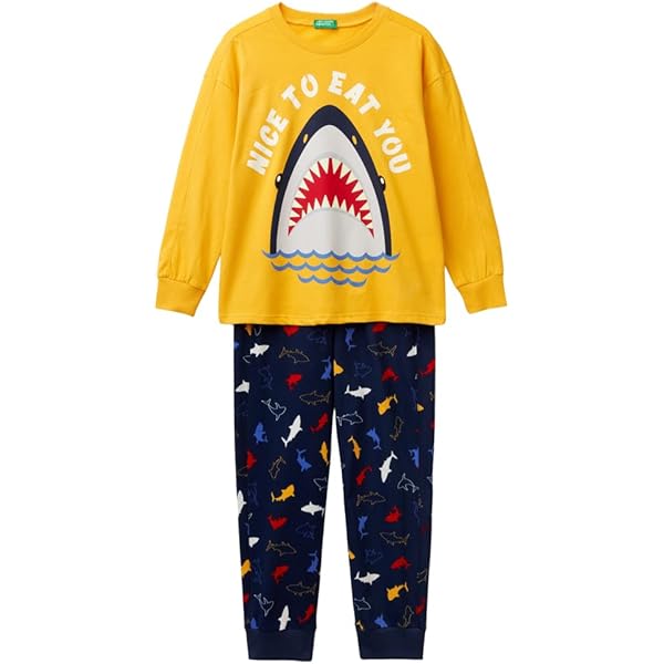 United Colors Of Benetton Jungen Pyjama Set - Gemütlicher Flanell Schlafanzug