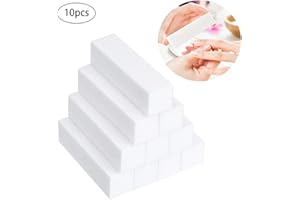 SBYMX Carré éponge Lime à ongles Art Tampon de polissage Bloc de pon?age grain Manucure Polissoir Nail Art Outil Blanc 10?pcs