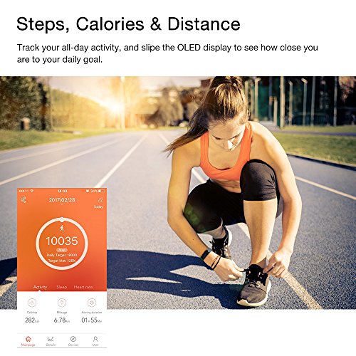 Tonbux Fitness Tracker ID101 HR Sport Armbanduhr Fitnessarmband Smart Bracelet Smartwatch für Android und iOS Smartphone(Schwarz) - 4