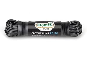 HOMEY MART 25m Washing Line Extra Strong Steel Core 3.5mm thickness Indoor/Outdoor Heavy Duty Weather Resistant PVC Laundry Clothes line - Grey