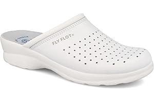 Fly Flot | Woman Professional, Zoccoli Sanitari Donna, Ciabatta con Tomaia in Pelle Forata, Sottopiede in Pelle Scamosciato