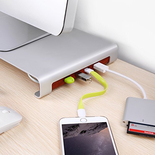 Suaoki Aluminium Monitorständer mit 4 USB-Anschluss / Bildschirmständer / Laptopständer / Bildschirmerhöher für Monitor / Laptop / iMac / MacBook / PC Display, 40*21*4,4 cm, Silber - 4