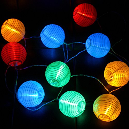 Gresonic 20er LED Lichterkette Lampion/Laternen Deko für Garten, Weihnachten, Party, Hochzeit, Innen und Außen mit dem Stecker (bunt) - 2