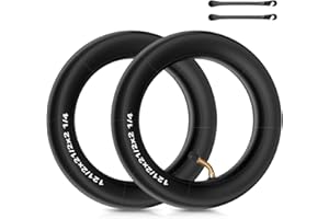 Riisoyu 2 Stück Kinderwagen Schlauch, 12 Zoll 12 1/2 x 2 1/4 Doppelte Stärke Kinderwagen Schlauch mit 2 Winkelventil inkl. Montagehebeln für Kinderwagen Dreirad Laufrad Roller Reifen Kinderwagen