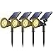 Produktbild [Upgraded 200 Lumen]VicTsing Solarbetriebene LED Solarleuchten Gartenleuchten Solarlampe Aussenleuchten Außenleuchte Wasserdicht Spotlight für Garten Outdoor Landscape Baum Auffahrt Yard Rasen Pathway - 4 Stück Warmes Weiß