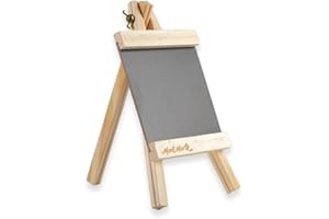 Mont Marte Pizarra Pequeña – Pizarra Compacta sobre Caballete de Madera de Pino – Pizarra de Tiza con Soporte – 25,5 x 23,5 x 15 cm