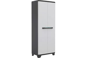 Kis Armoire Range-Balais Linear Gris Clair-Noir, Plastique, 68 x 39 x 173 cm