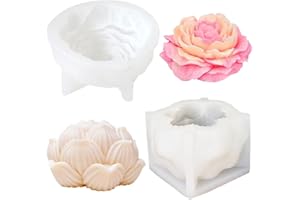 IHLUX Stampi Per Candele a Forma Di Fiori, 2pcs Stampi Candele Peonia e Loto, Stampi Per Aromaterapia Fai Da Te, Mold Silicone Realizzare Sapone, Stampi Per Forma Per Regali e Candele Fatte a Mano