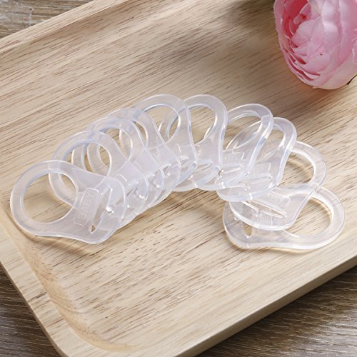 NUOLUX 10 Stück Baby Silikonring Adapter für Schnullerketten - 6