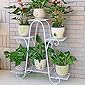 Green Gardenia Iron Plant/Pot Stand (6 Pot Holder, White), Pack of 1, 32 x 10 x 29 inch