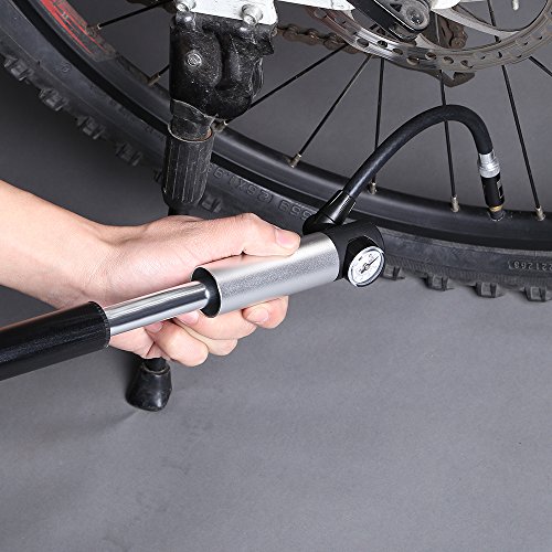 WOLFWILL tragbar Fahrrad Luftpumpe Mini Pumpe mit Manometer 210 PSI Gauge - 5