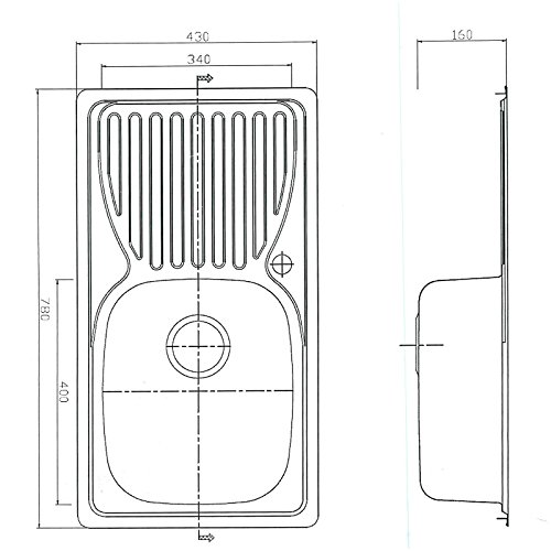 Stabilo-Sanitaer Einbauspüle aus hochwertigem Edelstahl, Spülbecken rechteckig, Ablagefläche rechts, klassisches Profimodell in schönen und zeitlos modernen Design - 6