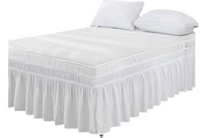 GENERIC Mantovana giroletto avvolgente per letto, regolabile, elastica, con volant, per letto matrimoniale, king size, lavabile in lavatrice (bianco, king size)