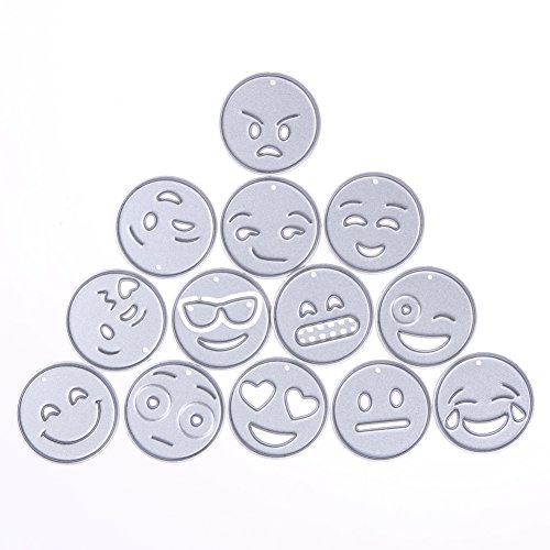 Amazingdeal365 13PCS Emoji Metall Form Schablonen Schneiden DIY Dekor Sammelalbum Karten Buchzeichen Lesezeichen als Geschenk für Freunde Geburtstag Kinder,Kindergarten Hobby Schule Handarbeit Unterricht usw. Ein tolles Geschenk! - 5