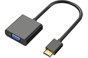 Tuwonwa Adaptateur HDMI vers VGA 1080p Actif avec Puce Intégrée, Convertisseur HDMI Mâle vers VGA Femelle, Compatible PC Ordinateur Portable Moniteur Projecteur TV HD Console, Câble Vidéo