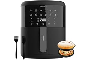 Cecotec Freidora de Aire sin Aceite de 6 L Air Fryer con Accesorios Cecofry Bombastik 6000 Full. 1700 W, Tecnología PerfectCook, Temperatura y Tiempo Regulables, Control Táctil, 12 Modos