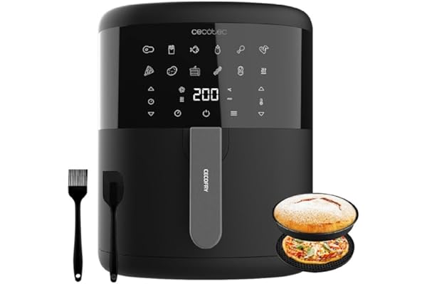 Cecotec Freidora de Aire sin Aceite de 6 L Air Fryer con Accesorios Cecofry Bombastik 6000 Full. 1700 W, Tecnología PerfectCook, Temperatura y Tiempo Regulables, Control Táctil, 12 Modos