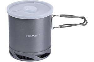Fire-Maple - Olla de Camping de Aluminio anodizado Duro con Mango Plegable para Picnic de Senderismo con intercambiador de Calor batería de Cocina