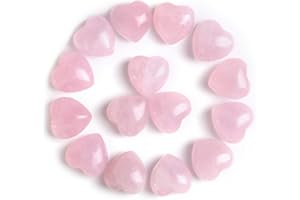‎JOVIVI JOVIVI 15 Stück Rosenquarz Herz Steine Klein Heilsteine Healing Reiki Glücksbringer Dekorative Steine Feng Shui Tisch Deko