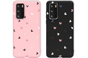 Yoedge 2 Piezas para Xiaomi Redmi Note 8 Pro Funda,Carcasa Mate Suave en Silicona TPU con Cute Amor Corazon patrón,Antigolpes Bumper Delgada Protección Case para Redmi Note 8 Pro 6,53",Rosa & Negro